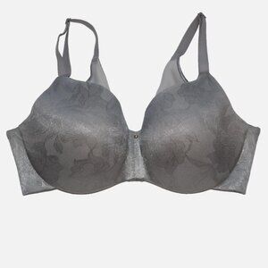 CACIQUE Lightly Lined Balconette Gray Floral Bra Size 38DDD